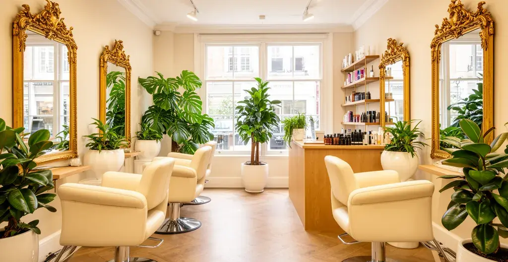 Intérieur chaleureux d'un salon de coiffure haut de gamme avec fauteuils élégants
